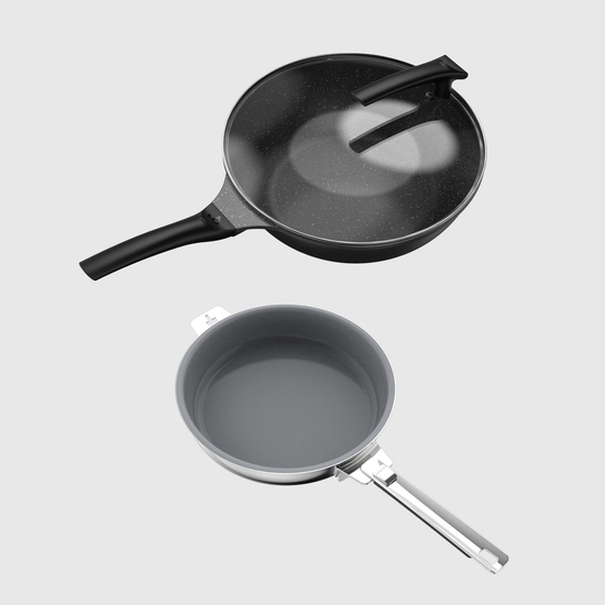 料理人超值組 - 膳夫鈦離子28cm 深炒鍋 (含蓋) +24cm陶瓷平底鍋